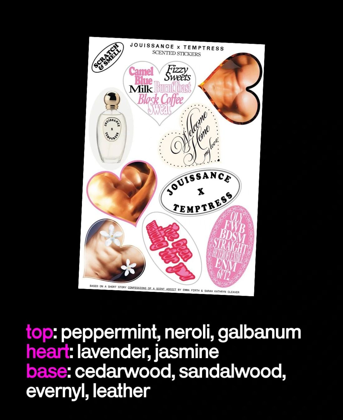 Jouissance x Temptress — scratch-and-sniff sticker sheet